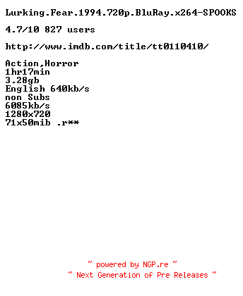 NFO for the release Lurking.Fear.1994.720p.BluRay.x264-SPOOKS by SPOOKS