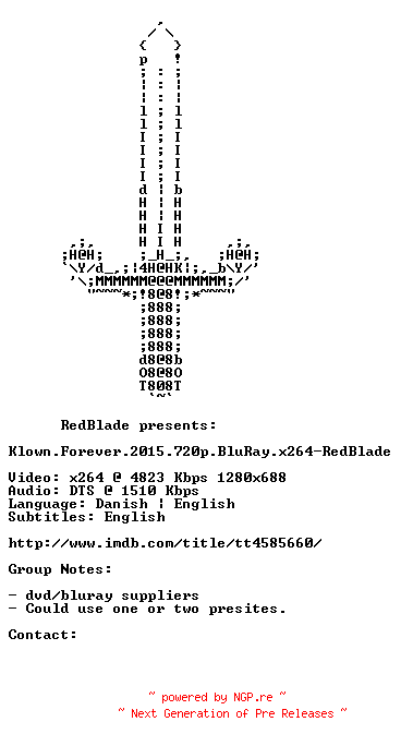 NFO for the release Klown.Forever.2015.720p.BluRay.x264-RedBlade by RedBlade