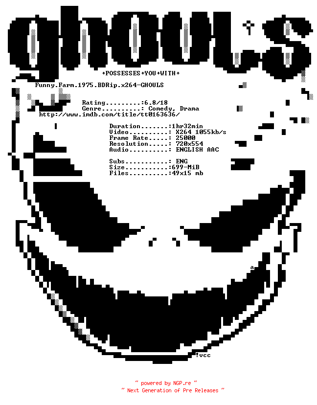 NFO for the release Funny.Farm.1975.BDRip.x264-GHOULS by GHOULS