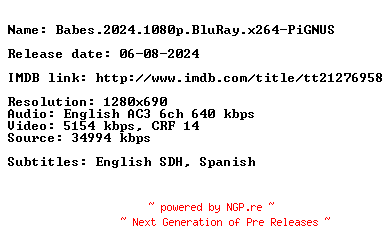 NFO for the release Babes.2024.720p.BluRay.x264-PiGNUS by PiGNUS