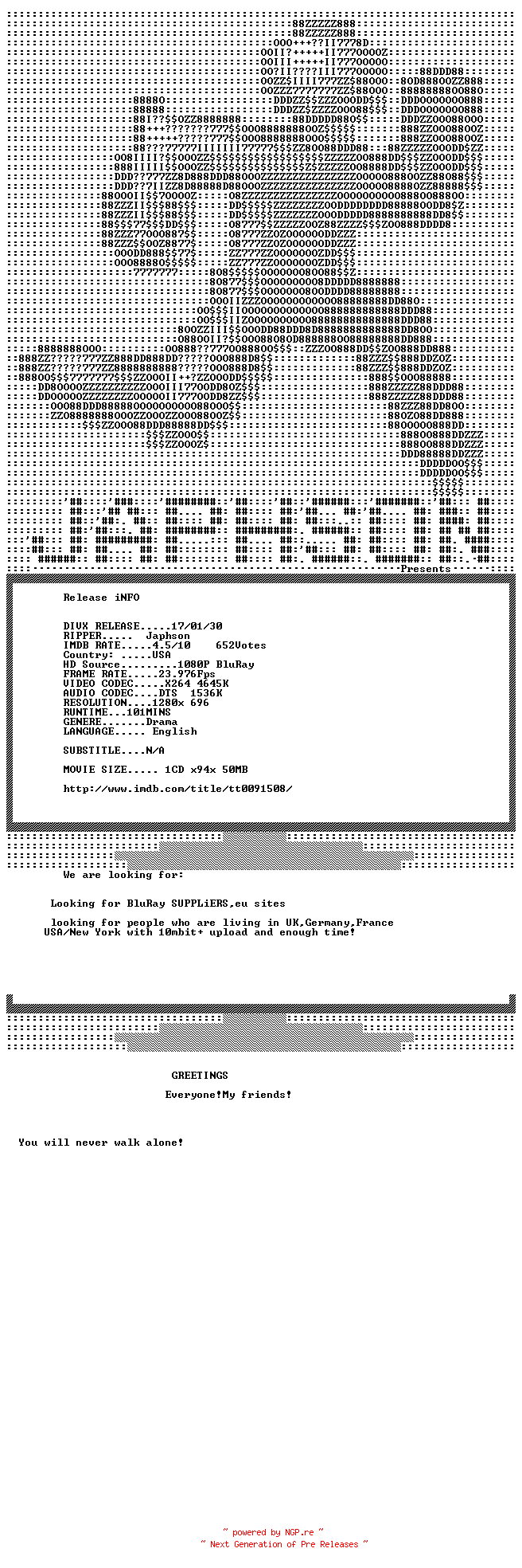 NFO for the release The.Mens.Club.1986.720p.BluRay.X264-Japhson by Japhson