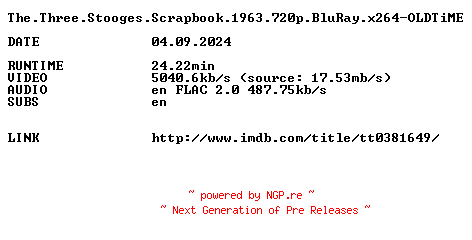 NFO for the release The.Three.Stooges.Scrapbook.1963.720p.BluRay.x264-OLDTiME by OLDTiME