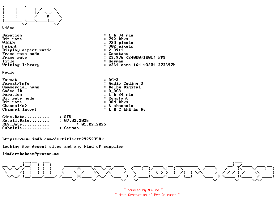 NFO for the release Armor.German.2024.AC3.BDRip.x264-LIM by LIM