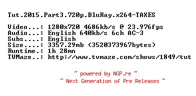 NFO for the release Tut.2015.Part3.720p.BluRay.x264-TAXES by TAXES
