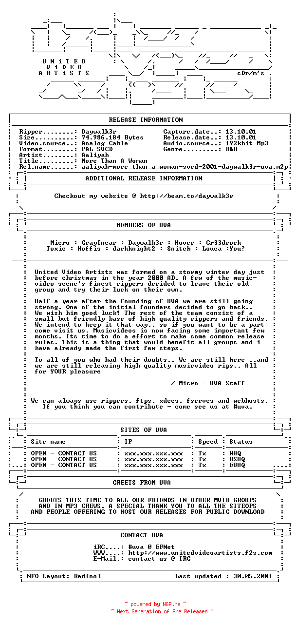 NFO for the release aaliyah-more_than_a_woman-svcd-2001-daywalk3r-uva by uva