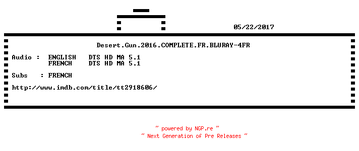 NFO for the release Desert.Gun.2016.COMPLETE.FR.BLURAY-4FR by 4FR