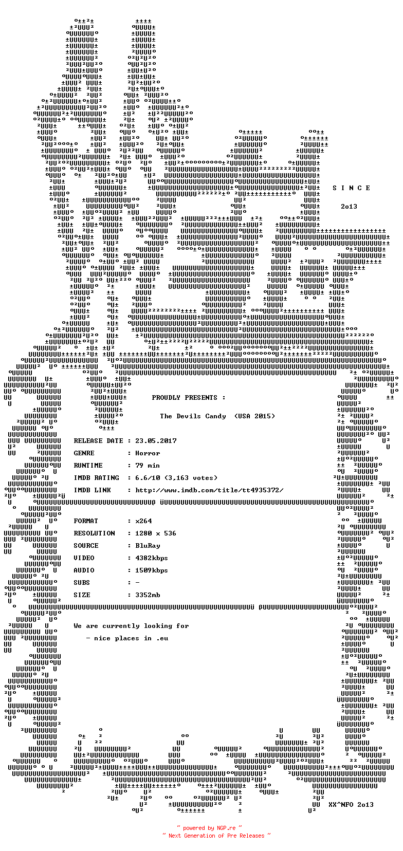 NFO for the release The.Devils.Candy.2015.720p.BluRay.x264-VETO by VETO