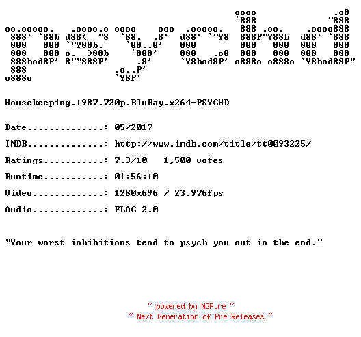 NFO for the release Housekeeping.1987.720p.BluRay.x264-PSYCHD by PSYCHD