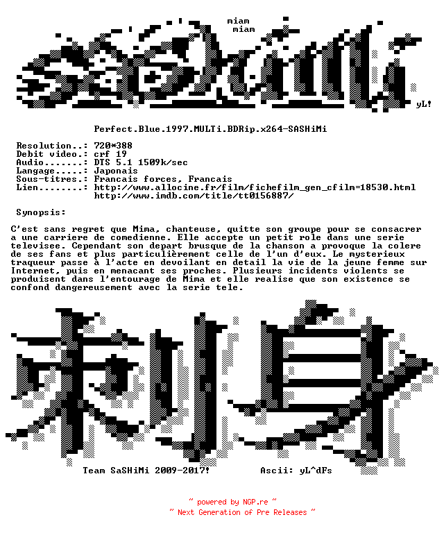NFO for the release Perfect.Blue.1997.MULTi.BDRip.x264-SASHiMi by SASHiMi