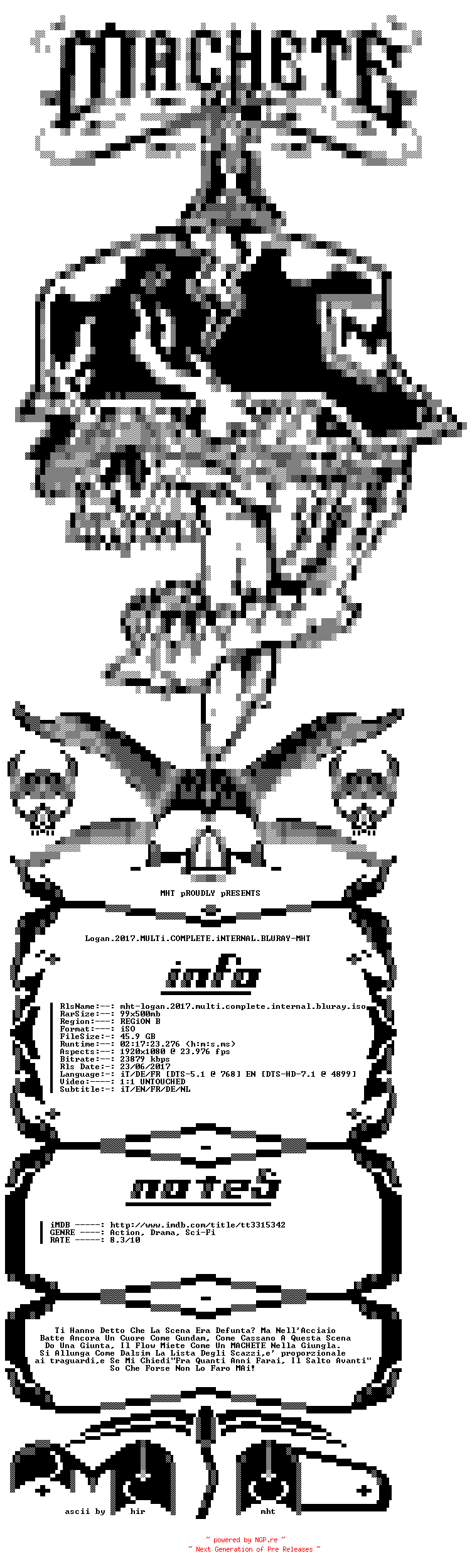NFO for the release Logan.2017.MULTi.COMPLETE.iNTERNAL.BLURAY-MHT by MHT