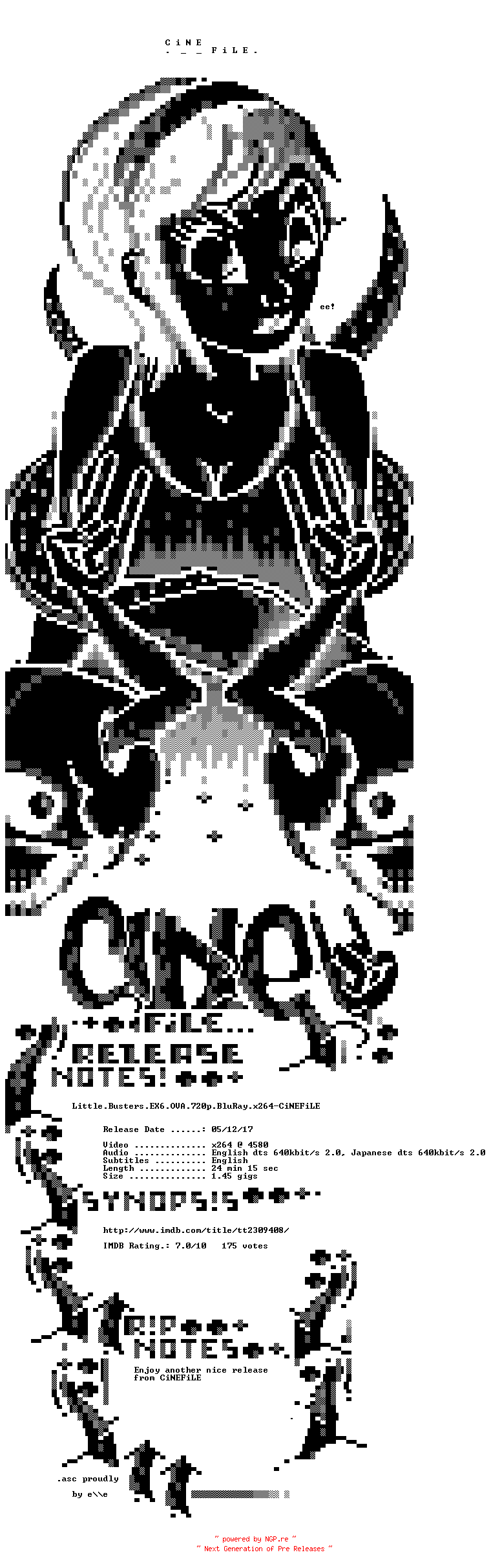 NFO for the release Little.Busters.EX6.OVA.720p.BluRay.x264-CiNEFiLE by CiNEFiLE