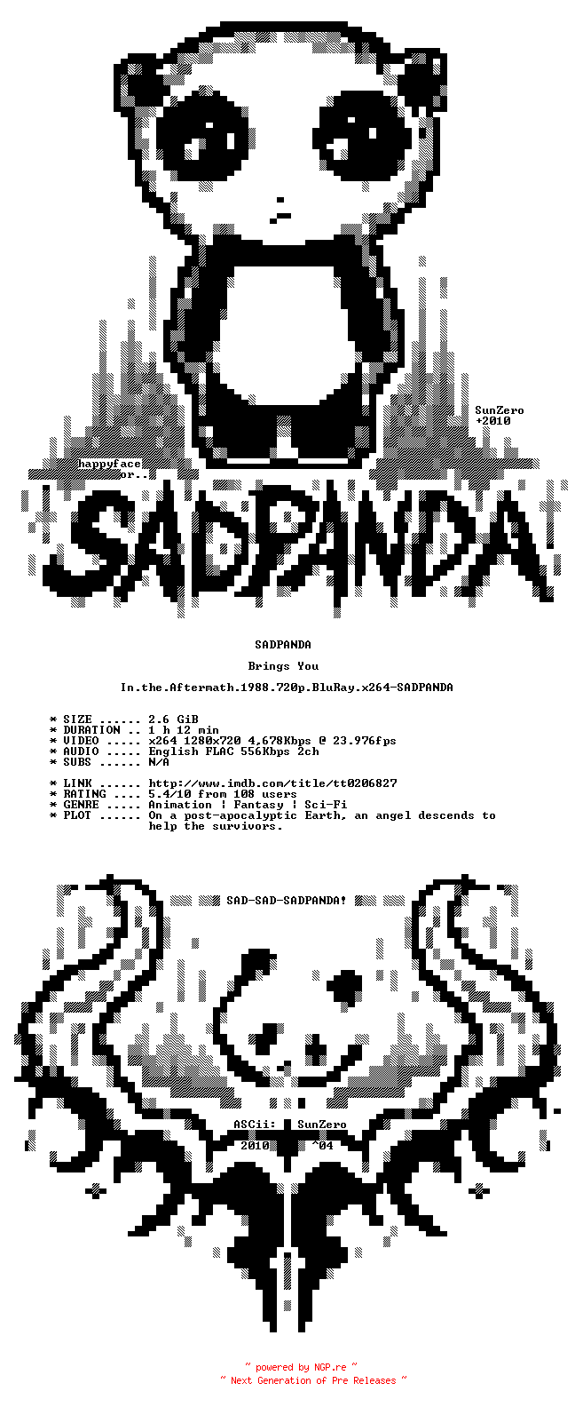 NFO for the release In.the.Aftermath.1988.720p.BluRay.x264-SADPANDA by SADPANDA