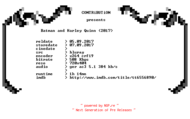 NFO for the release Batman.and.Harley.Quinn.2017.German.BDRip.x264-CONTRiBUTiON by CONTRiBUTiON