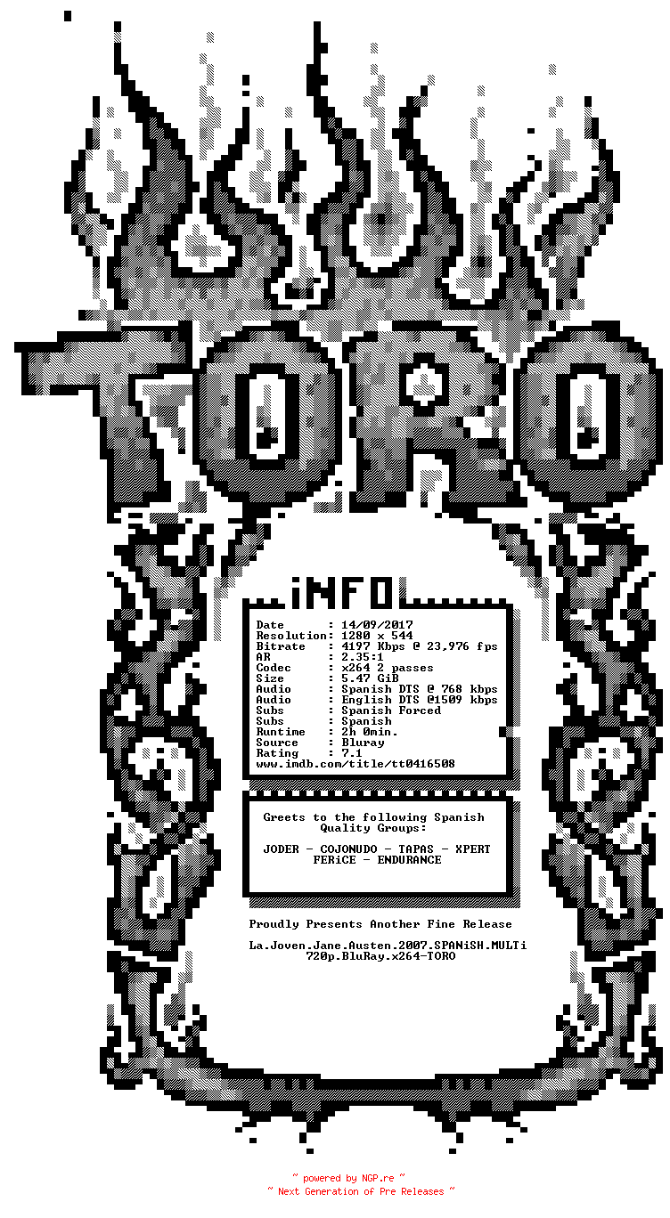 NFO for the release La.Joven.Jane.Austen.2007.SPANiSH.MULTi.720p.BluRay.x264-TORO by TORO