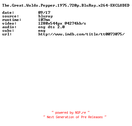 NFO for the release The.Great.Waldo.Pepper.1975.720p.BluRay.x264-EXCLUDED by EXCLUDED