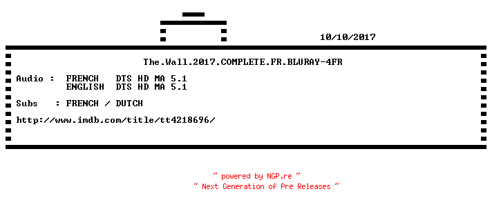 NFO for the release The.Wall.2017.COMPLETE.FR.BLURAY-4FR by 4FR