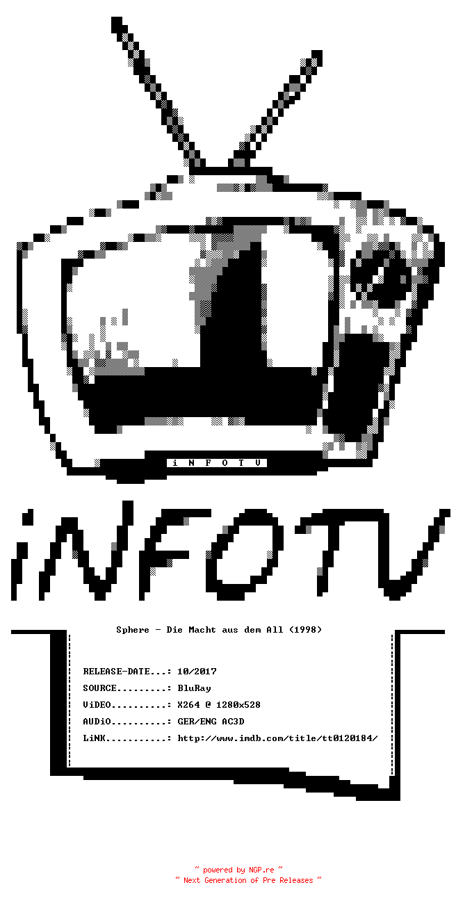 NFO for the release Sphere.1998.GERMAN.AC3D.DL.720p.BluRay.x264-iNFOTv by iNFOTv
