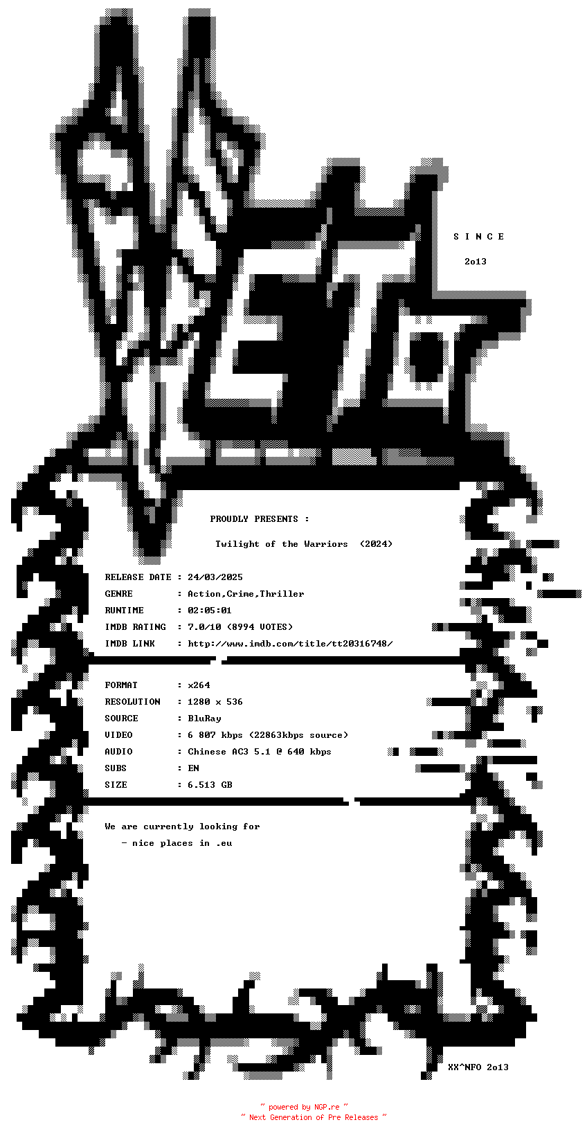 NFO for the release Twilight.Of.The.Warriors.Walled.In.2024.720p.BluRay.x264-VETO by VETO
