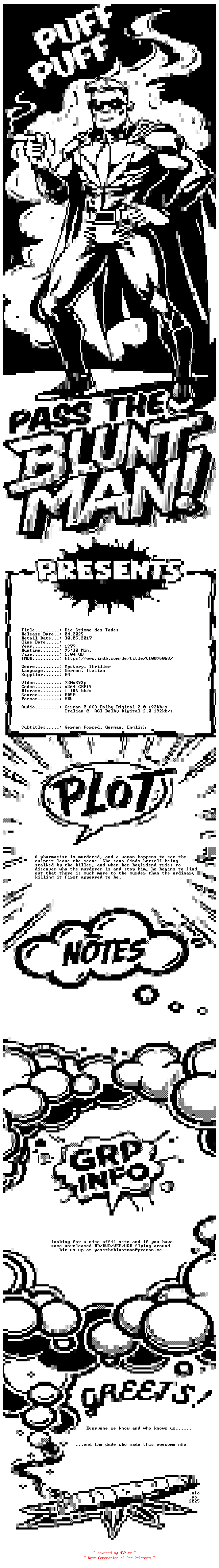 NFO for the release Die.Stimme.Des.Todes.1977.GERMAN.DL.BDRiP.x264-PtBM by PtBM