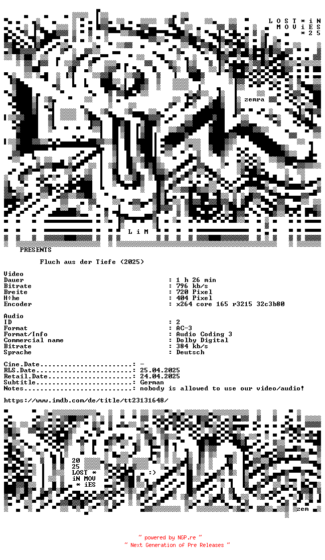 NFO for the release Fluch.aus.der.Tiefe.German.2025.AC3.BDRip.x264-LIM by LIM