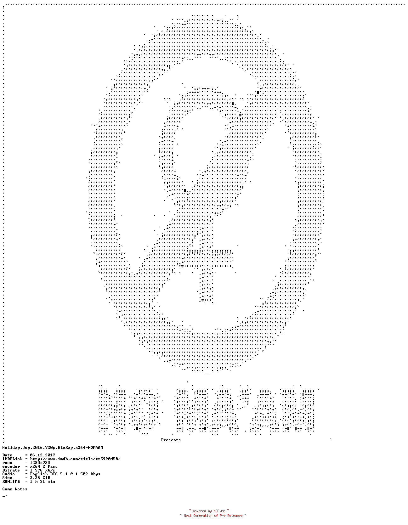NFO for the release Holiday.Joy.2016.720p.BluRay.x264-NOMAAM by NOMAAM