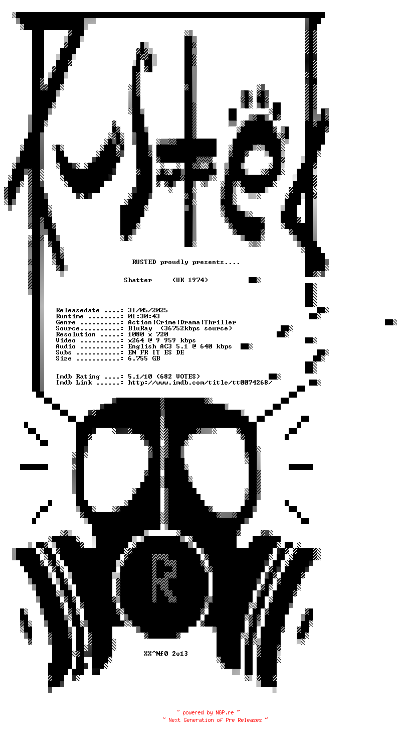NFO for the release Shatter.1974.720p.BluRay.x264-RUSTED by RUSTED