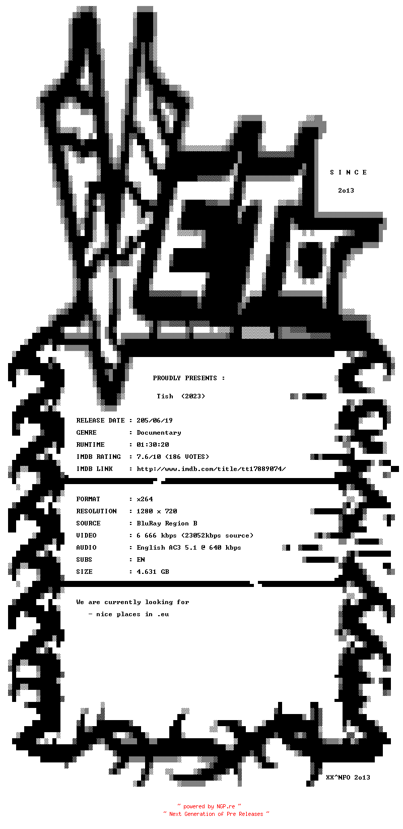 NFO for the release Tish.2023.720p.BluRay.x264-VETO by VETO