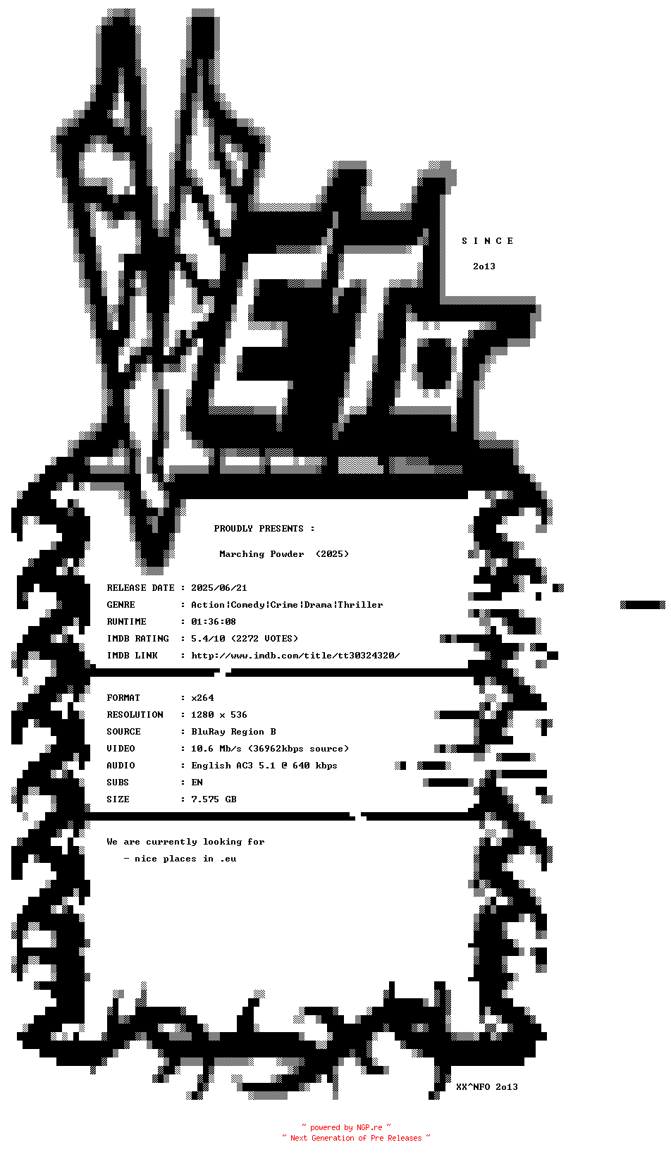 NFO for the release Marching.Powder.2025.720p.BluRay.x264-VETO by VETO