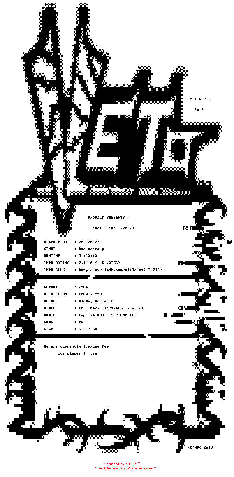NFO for the release Rebel.Dread.2022.720p.BluRay.x264-VETO by VETO