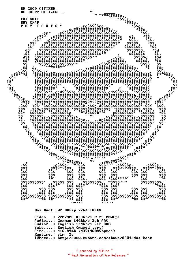 NFO for the release Das.Boot.E02.BDRip.x264-TAXES by TAXES