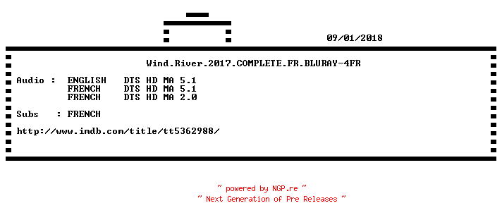NFO for the release Wind.River.2017.COMPLETE.FR.BLURAY-4FR by 4FR