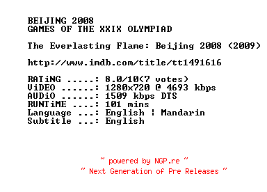 NFO for the release The.Everlasting.Flame.2009.720p.BluRay.x264-SUMMERX by SUMMERX