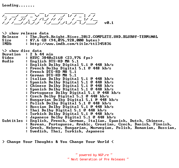 NFO for the release The.Dark.Knight.Rises.2012.COMPLETE.UHD.BLURAY-TERMiNAL by TERMiNAL