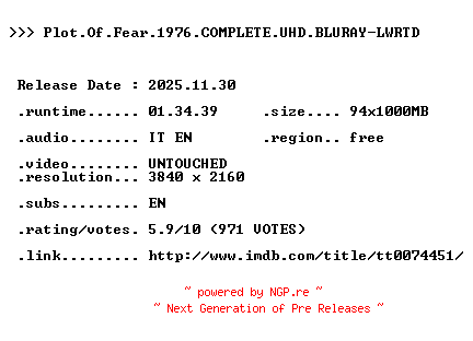 NFO for the release Plot.Of.Fear.1976.COMPLETE.UHD.BLURAY-LWRTD by LWRTD