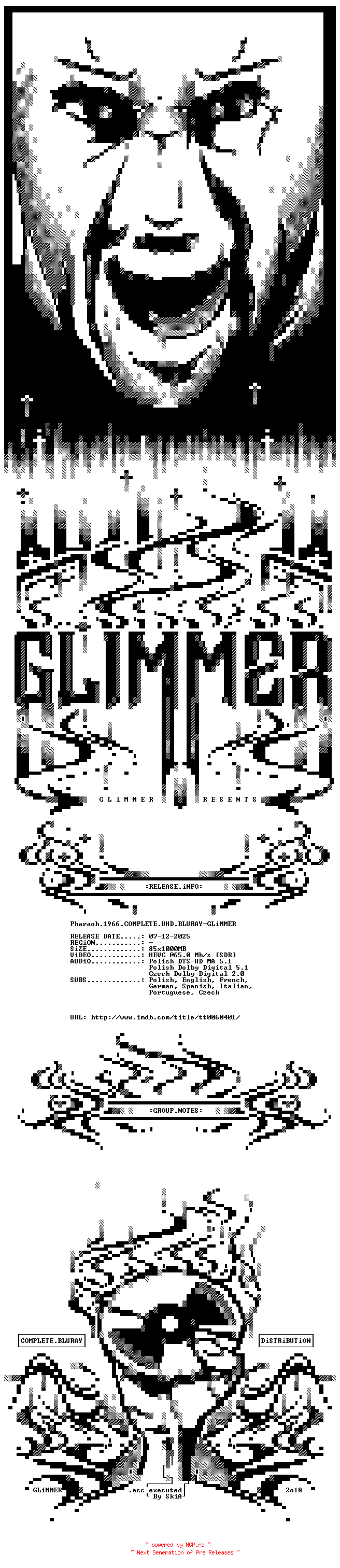 NFO for the release Pharaoh.1966.COMPLETE.UHD.BLURAY-GLiMMER by GLiMMER