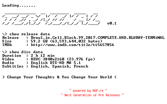 NFO for the release Brawl.in.Cell.Block.99.2017.COMPLETE.UHD.BLURAY-TERMiNAL by TERMiNAL