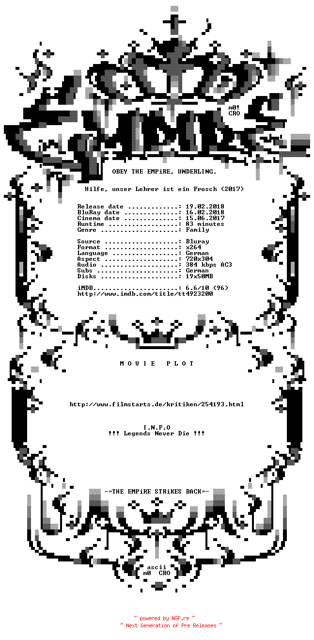 NFO for the release Hilfe.unser.Lehrer.ist.ein.Frosch.German.BDRip.x264-EMPiRE by EMPiRE