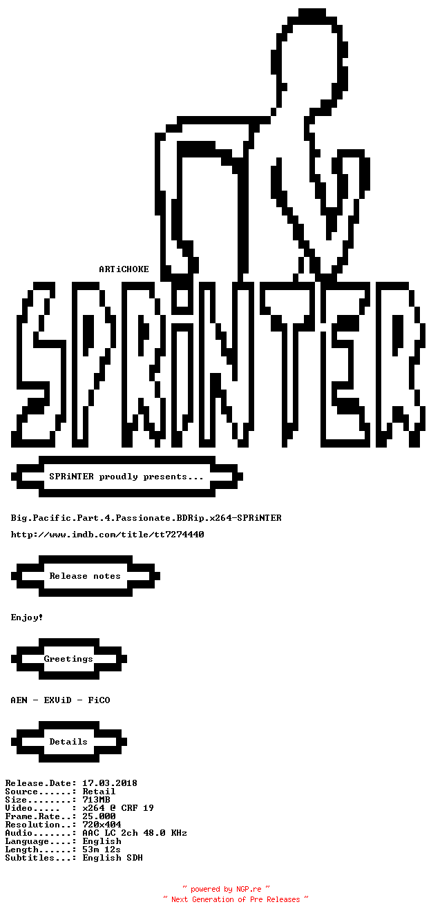NFO for the release Big.Pacific.Part.4.Passionate.BDRip.x264-SPRiNTER by SPRiNTER