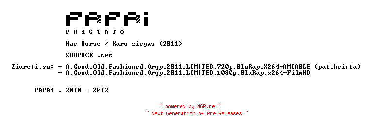 NFO for the release A.Good.Old.Fashioned.Orgy.2011.LT.SUBPACK-PPi by PPi