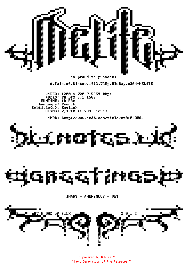 NFO for the release A.Tale.of.Winter.1992.720p.BluRay.x264-MELiTE by MELiTE