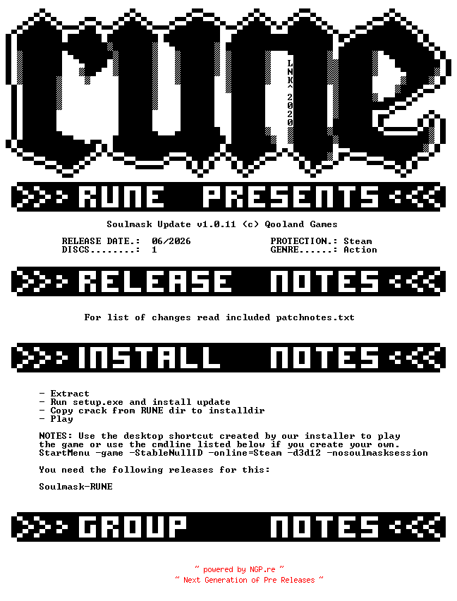 NFO for the release Soulmask.Update.v1.0.11-RUNE by RUNE