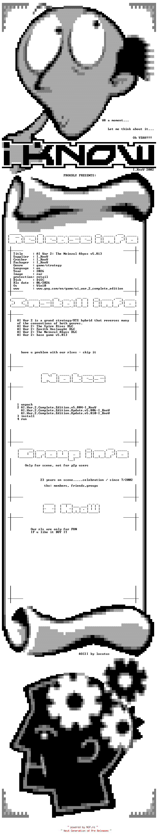 NFO for the release AI.War.2.Complete.Edition.Update.v5.813-I_KnoW by I_KnoW