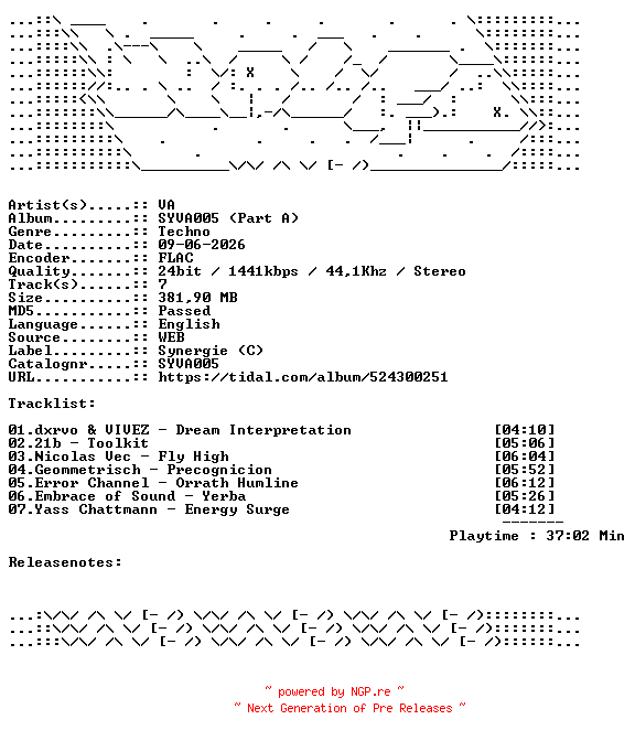 NFO for the release VA-SYVA005_Part_A-SYVA005-24BIT-WEB-FLAC-2026-WAVED by WAVED