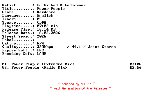NFO for the release DJ_Wicked_and_Ludicrous-Power_People-WEB-2026-XTC_iNT by XTC_iNT