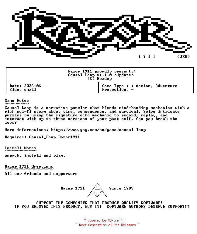 NFO for the release Causal_Loop_Update_v1.1.0-RazorDOX by RazorDOX