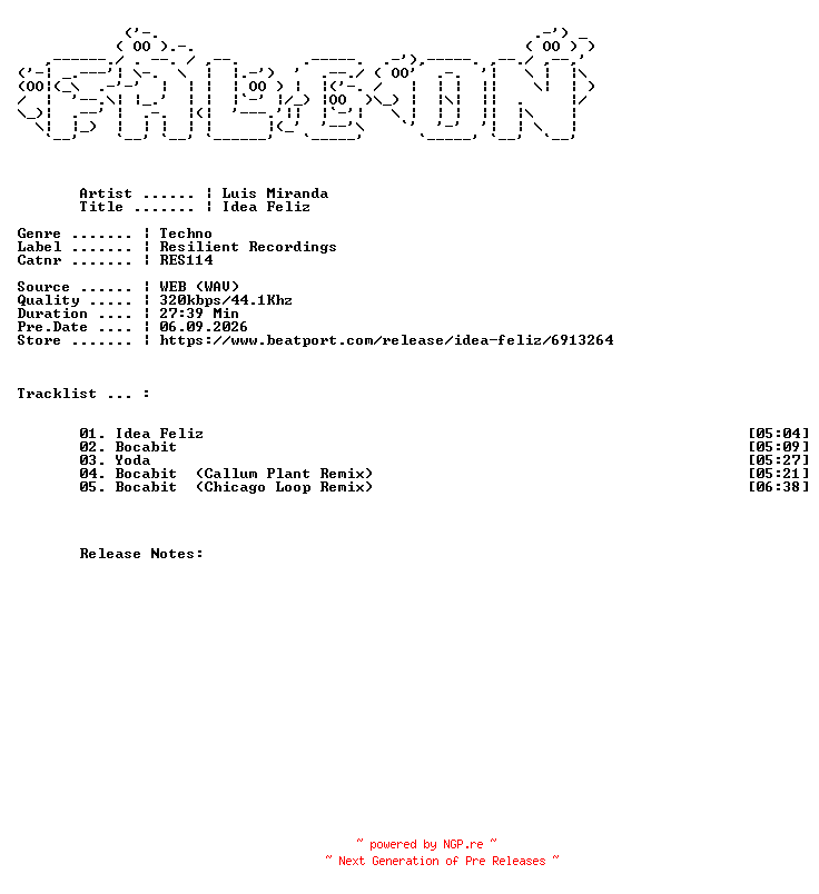 NFO for the release Luis_Miranda-Idea_Feliz-(RES114)-WEB-2026-FALCON by FALCON
