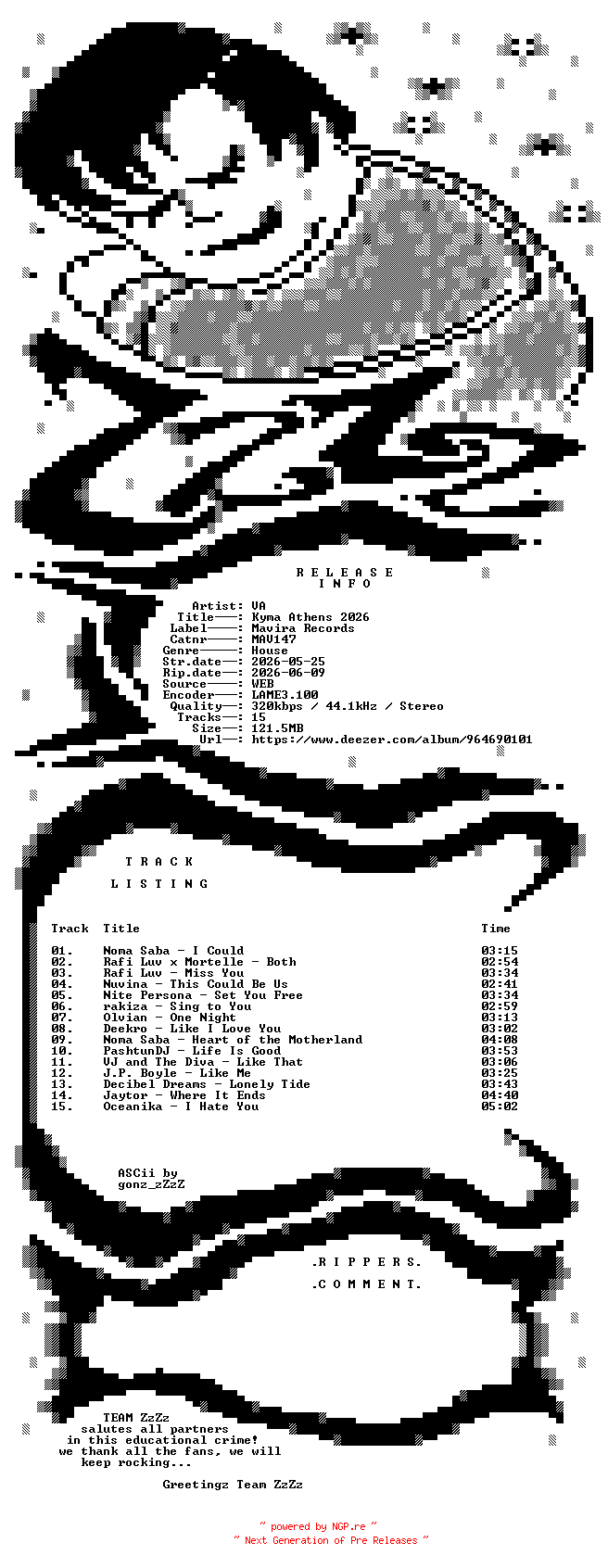 NFO for the release VA_-_Kyma_Athens_2026-(MAV147)-WEB-2026-ZzZz by ZzZz