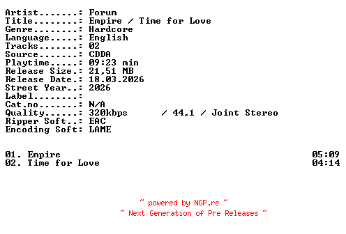 NFO for the release Forum-Empire_-_Time_for_Love-WEB-2026-XTC_iNT by XTC_iNT