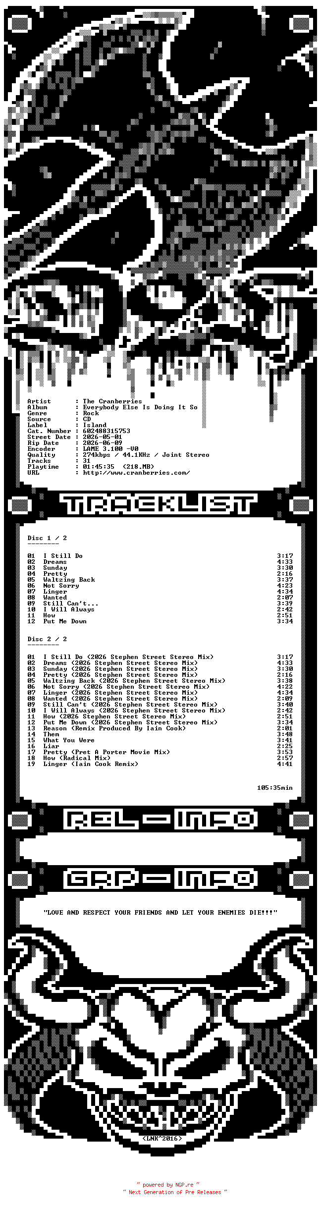 NFO for the release The_Cranberries-Everybody_Else_Is_Doing_It_So_Why_Cant_We-Deluxe_Edition-2CD-2026-D2H by D2H