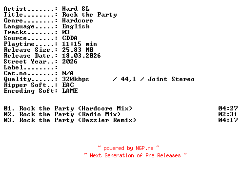 NFO for the release Hard_SL-Rock_the_Party-WEB-2026-XTC_iNT by XTC_iNT